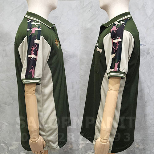 โปโลสีเขียวขี้ม้า-ข้างเขียวอนุรักษ์ แขนลายพราง /อุทยานฯ (ผ้ากีฬา)