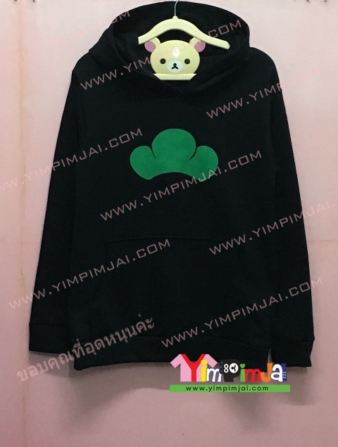 เสื้อฮู้ด เสื้อกันหนาว เสื้อรุ่น สีดำ แขนยาว หมวกดำ สวม มีกระเป๋า สกรีนตามสั่ง ก้อนเมฆเขียว น้ำเงิน แดง ฟ้า ชมพู เหลือง