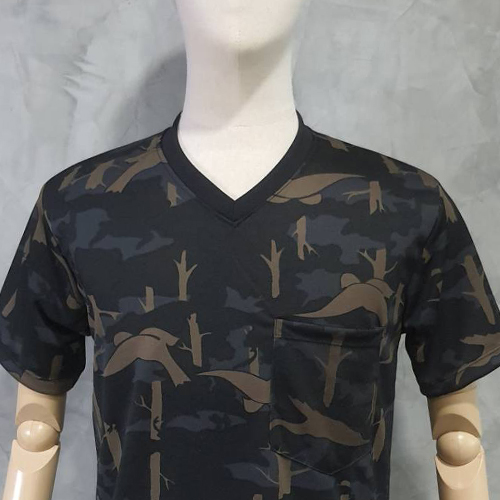 เสื้อยืด "ลายพรางดำ" คอวี (ผ้ากีฬา) (อุทยาน)