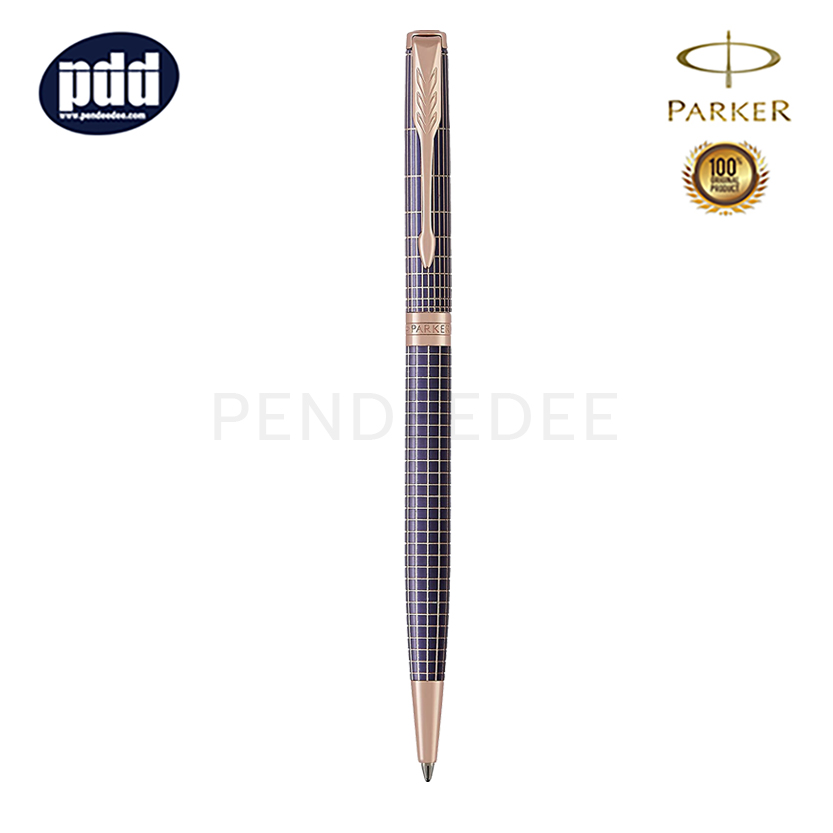 PARKER ปากกาลูกลื่นสลิม ป๊ากเกอร์ ซอนเนต เพรสทีจ ชิเซิล เพอร์เพิล แมททริกซ์ สีม่วง แมททริกซ์ คลิปพิงค์โกลด์ PARKER Sonnet Slim Prestige Chiselled Purple Matrix PGT Ballpoint Pen