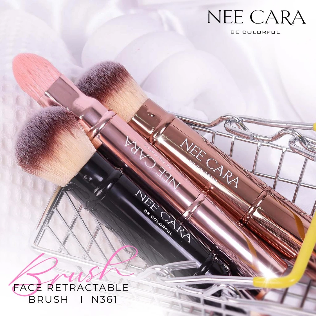 EE CARA นีคาร่า แปรงปัดหน้า 2in1 N361 | FACE RETRACTABLE BRUSH