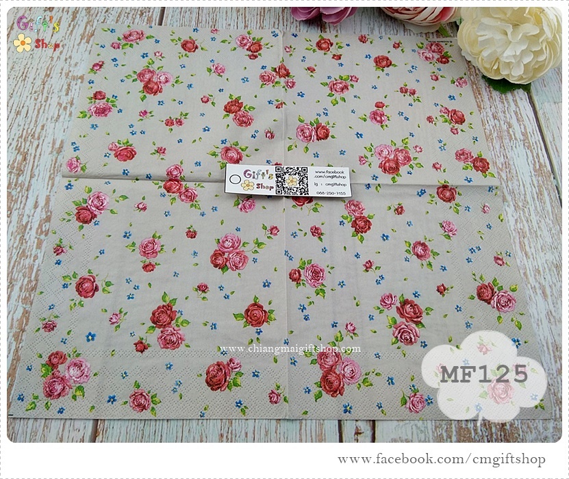 กระดาษแนปกิ้นยุโรป, ลายดอกไม้, ลายดอกไม้สีชมพู, ลายดอกไม้เล็กๆ, ลายดอกไม้สีแดง, พื้นหลังสีน้ำตาลอ่อน, ลายดอกกุหลาบ, ลายเต็มผืน