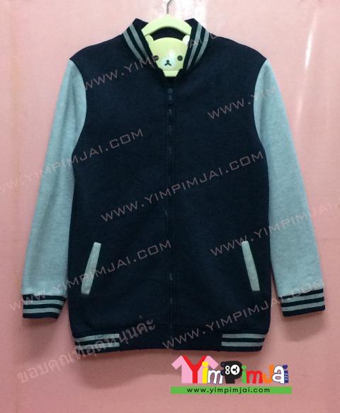 เสื้อกันหนาว เบสบอล สีกรมท่า แขนยาวเทา ลายตามสั่ง เสื้อห้อง เสื้อรุ่น Bangkok Mitsubishi UFJ Leasing Co., Ltd.