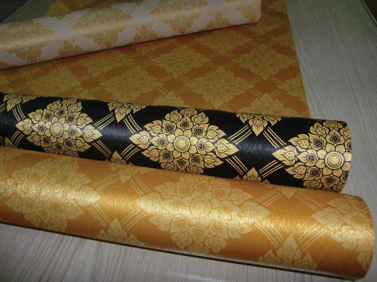 วอลเปเปอร์ลายไทย ประจำยาม ดำ-ทอง 033-10