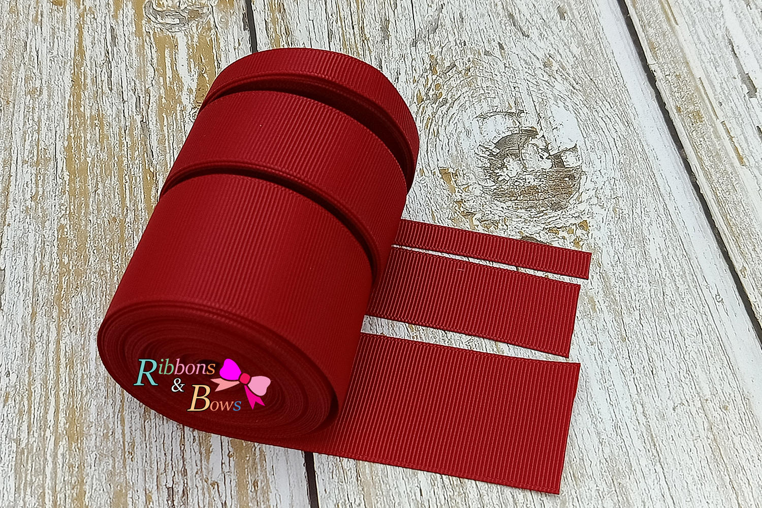 ริบบิ้นผ้าลูกฟูก สีแดง (260 Scarlet) #PC11