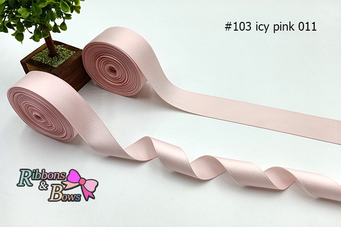 ริบบิ้น poly-cotton เกาหลี สี Powder pink 10 หลา