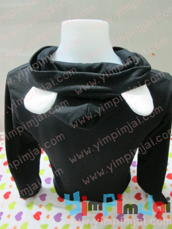 เสื้อกันหนาว สีดำ หูหมีสีขาว