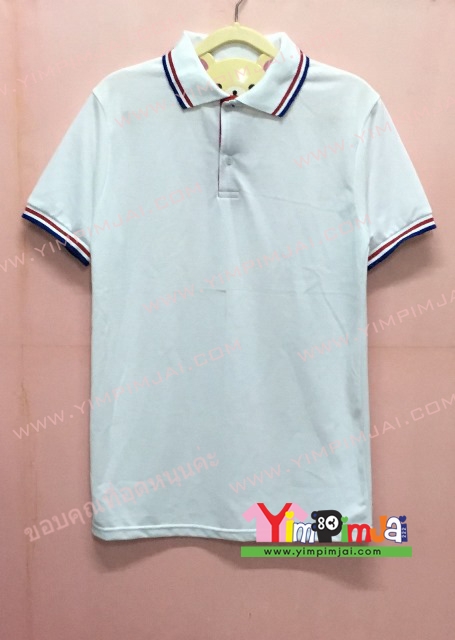 เสื้อโปโล สีขาว คอปก แขนสั้น สกรีนตามสั่ง เสื้อเปล่า