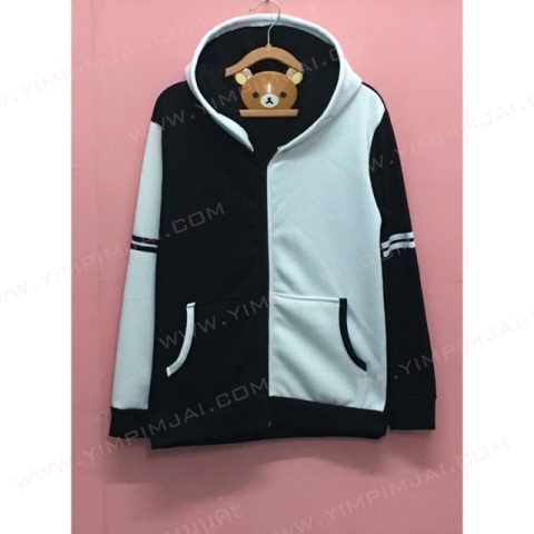 เสื้อฮู้ดกันหนาวทูโทนขาวดำ