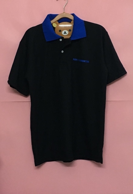 เสื้อโปโลดำ ปกน้ำเงิน