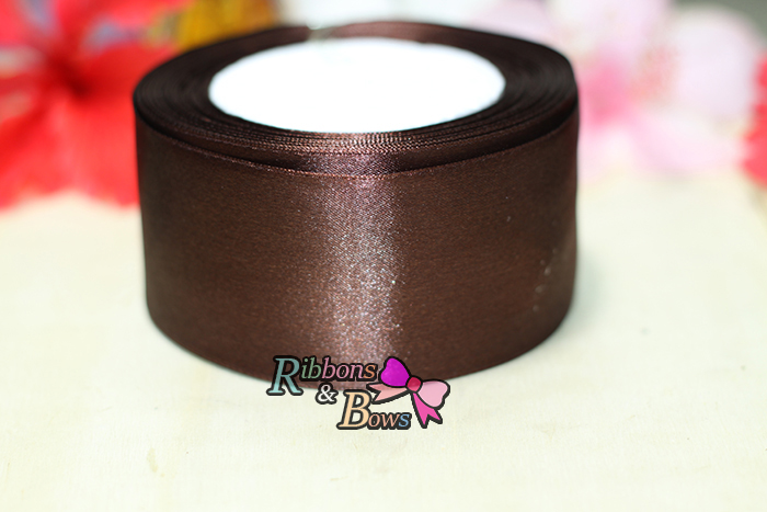 ริบบิ้นผ้าซาตินสีน้ำตาล 4 ขนาด WA68
