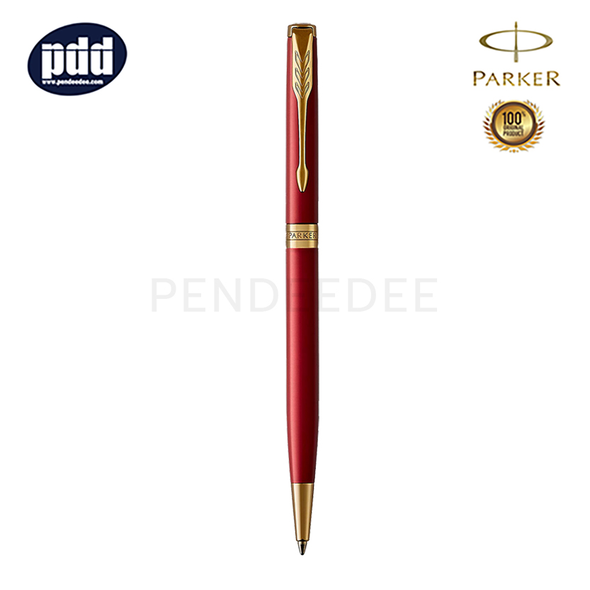 PARKER Sonnet Slim Red GT Ballpoint Pen ปากกาลูกลื่น ป๊ากเกอร์ ซอนเนต สลิม สีแดง คลิปทอง