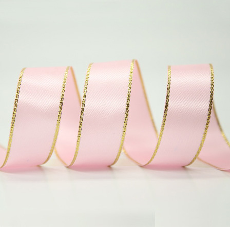 ริบบิ้นซาติน 2 หน้าขอบทอง ขนาด 38 มม. WB12 (123)