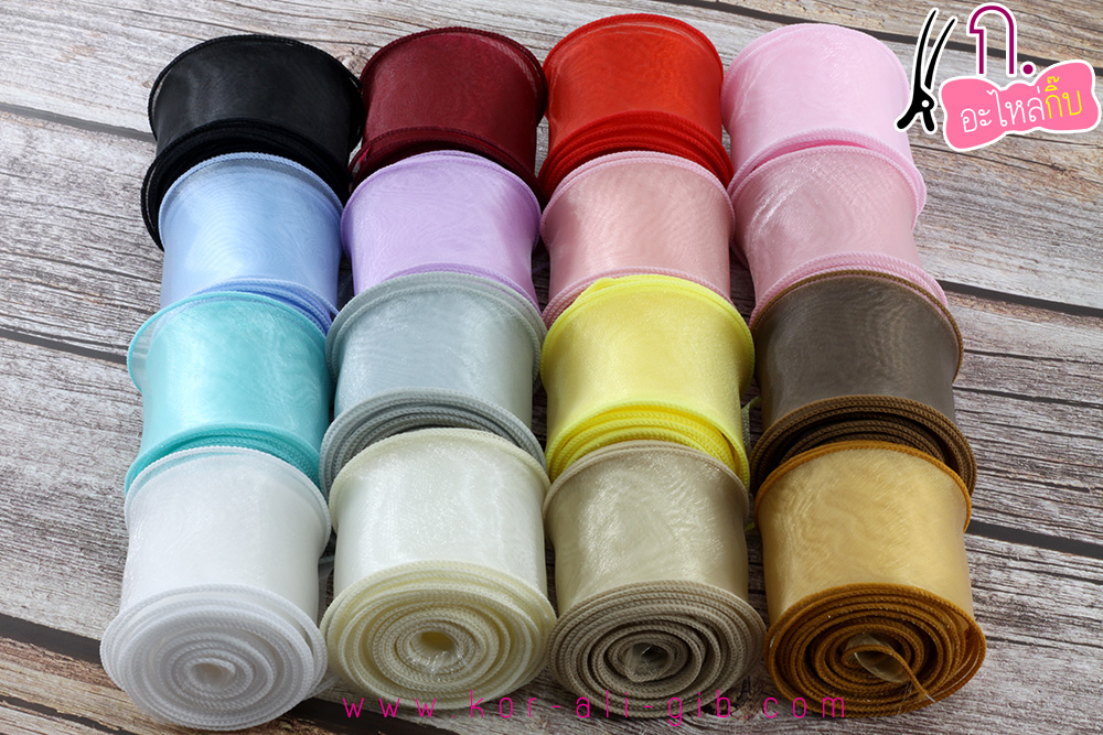 ริบบิ้นผ้าเย็บขอบ ผ้า ไหมแก้ว ขนาด 10ซม. (ขายเป็นหลา)