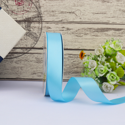 ริบบิ้นผ้าซาติน 2 หน้า สีฟ้า 50 หลา (Blue Topaz)# WX019