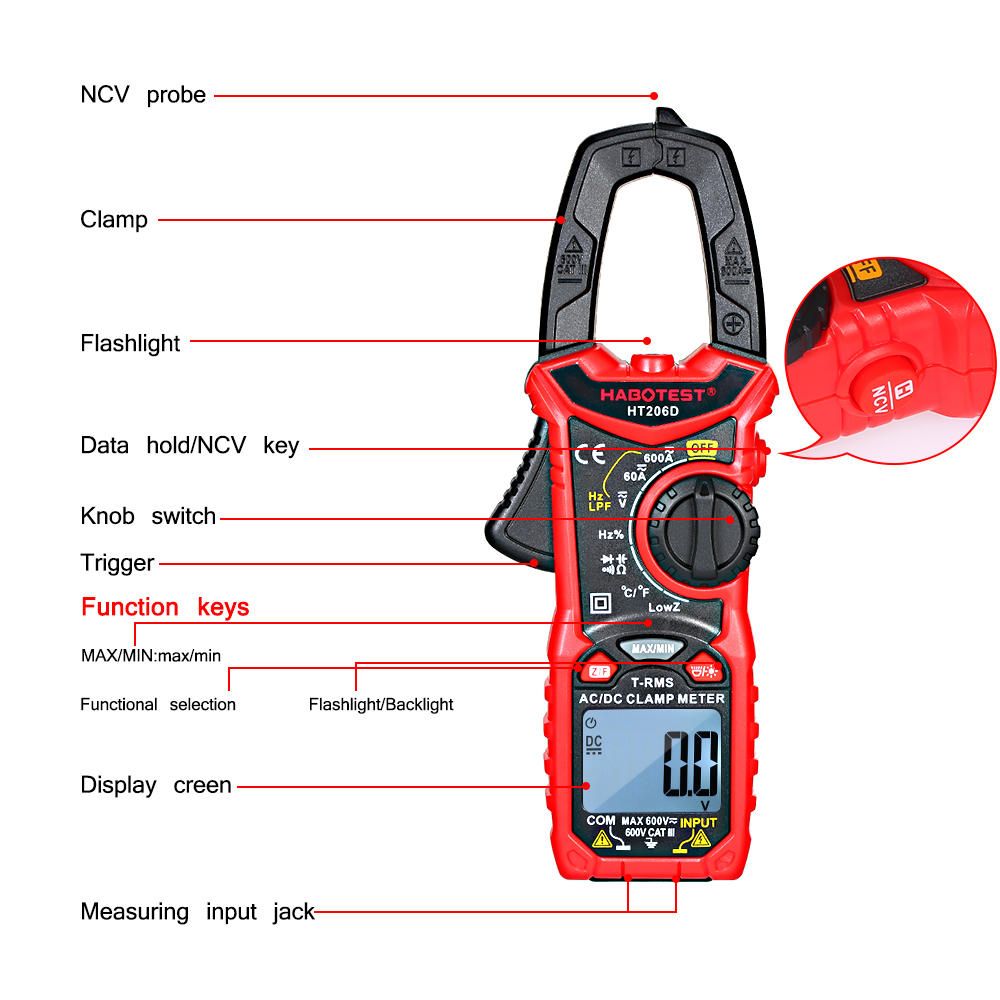 HABOTEST HT206D Digital Clamp Meter