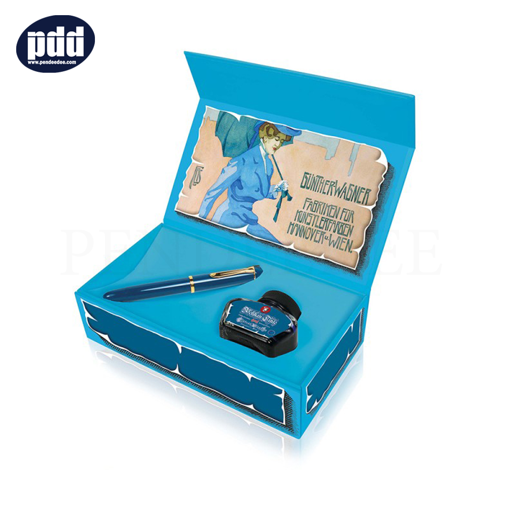 PELIKAN ปากกาหมึกซึม พีลีแกน เอ็ม120 PELIKAN M120 BOX SET ICONIC BLUE + INK EF Nib Fountain Pen