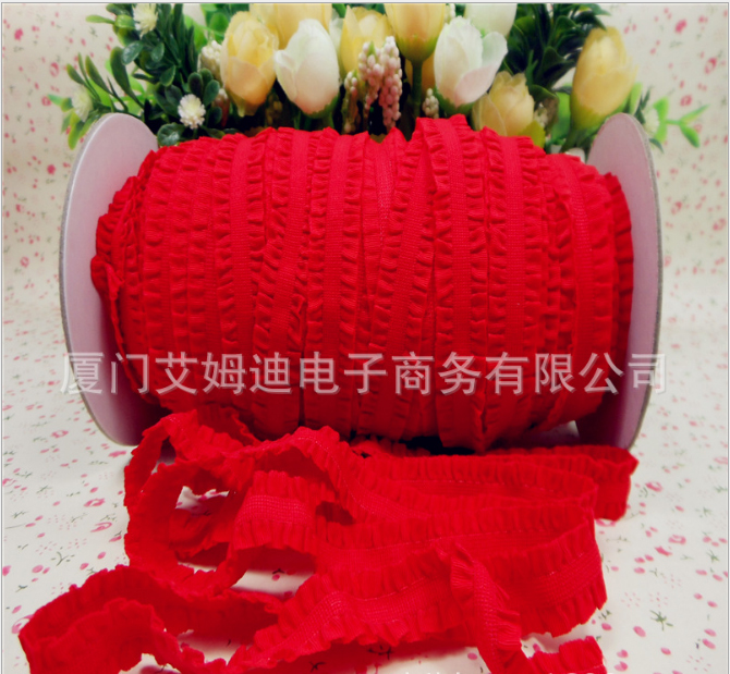 รวม ริบบิ้นผ้ายืด แบบจีบ สวยน่ารัก สีสดใส กว้าง 13 mm #EL004