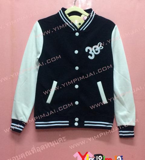 เสื้อกันหนาว เบสบอล สีดำ แขนยาวขาว ลายตามสั่ง เสื้อห้อง เสื้อรุ่น 3GK JUNNIE GIRL LINPING GANG
