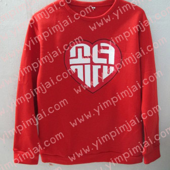 เสื้อกันหนาวคอกลม แขนยาว สีแดง/ขาว