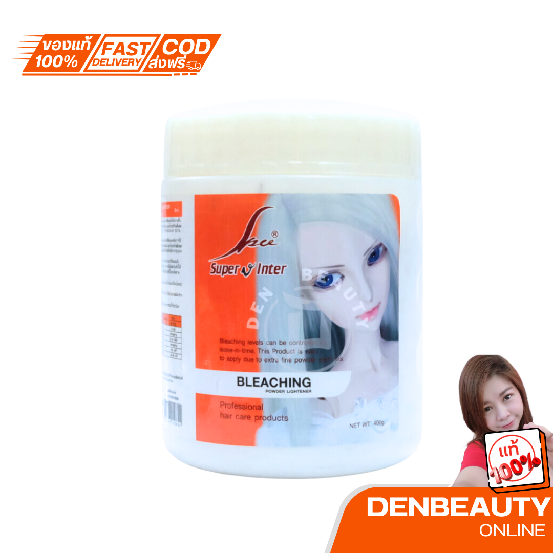 Super lnter Bleaching levels levels can be controlled by leave-in-time.ผงฟอก 400g.