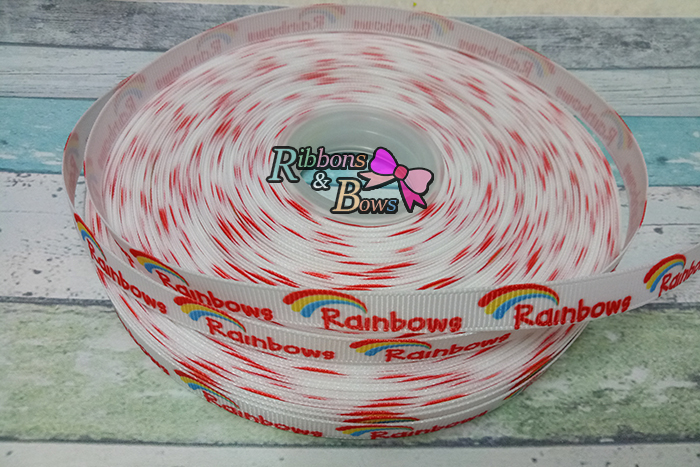 ริบบิ้นผ้าพิมพ์ลาย สายรุ้ง rainbow กว้าง 10 mm #BB3
