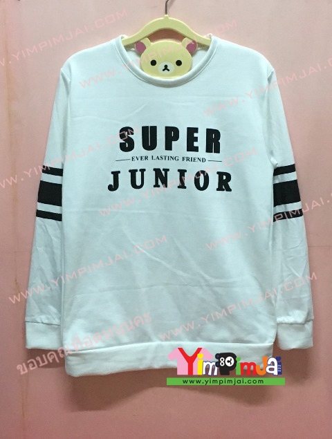 เสื้อเสวตเตอร์ สีขาว แขนยาว สกรีนตามสั่ง SUPER JUNIOR
