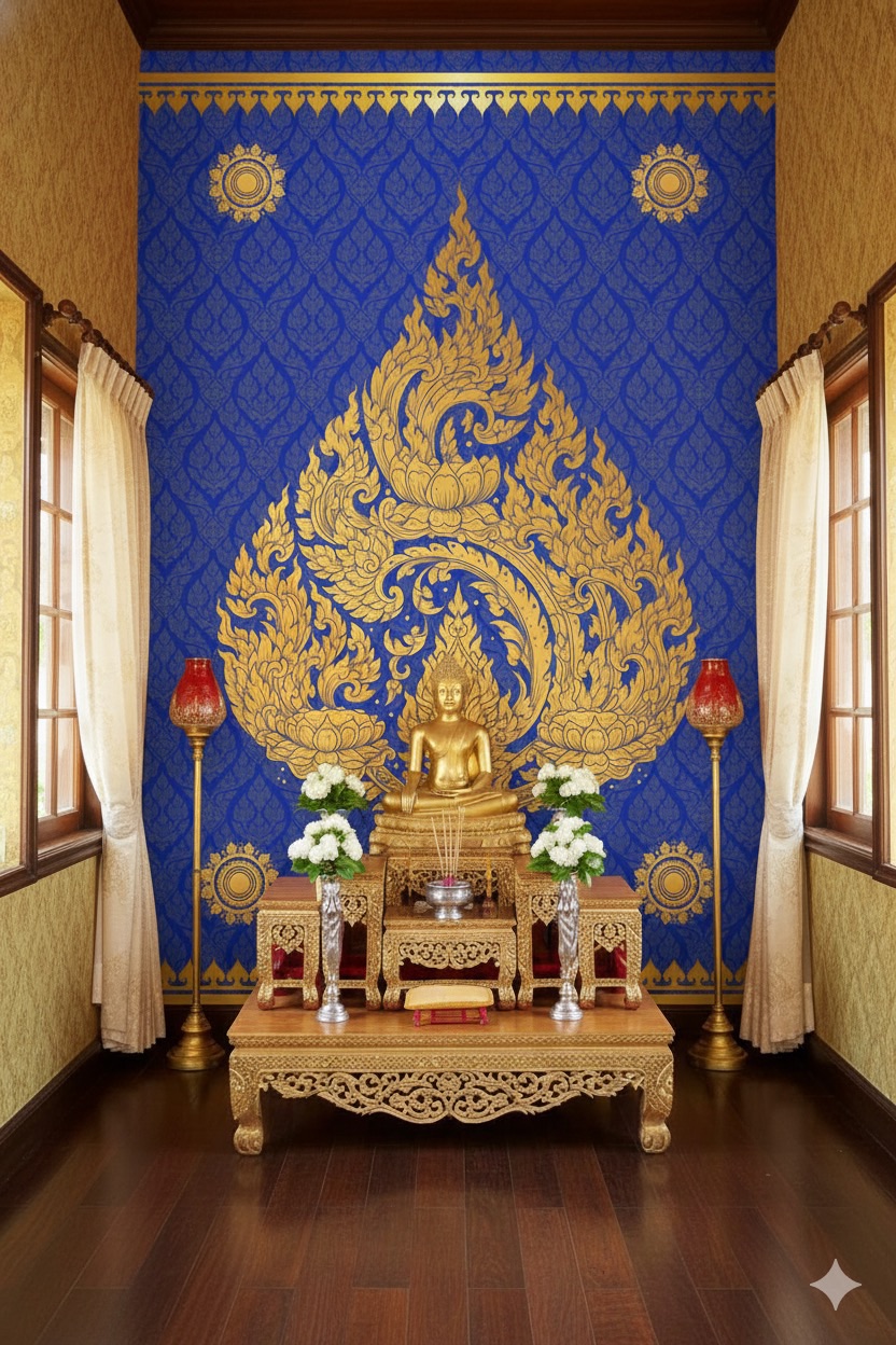 สติ๊กเกอร์ลายไทย ตกแต่งห้องพระ, วัด, ร้านนวดสปาไทย, ร้านอาหารไทย.. แดง/น้ำเงิน/เขียว/ดำ ST-LTH2025-002