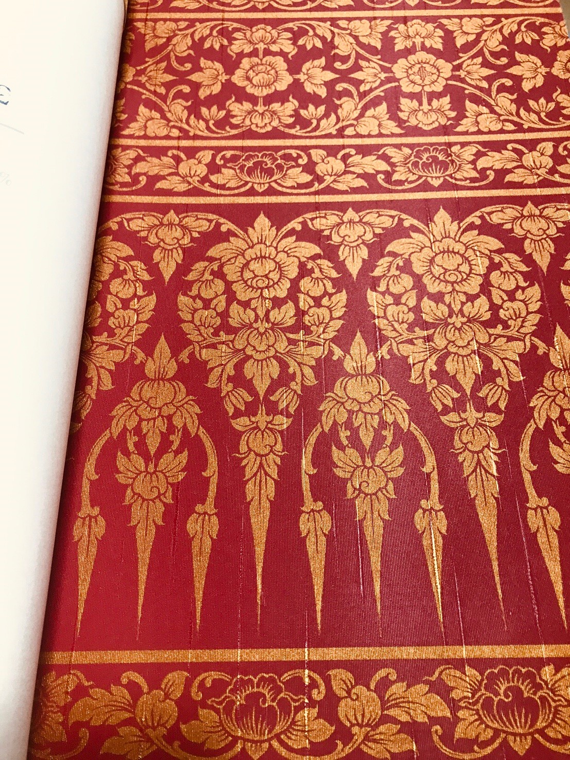 วอลเปเปอร์ลายไทย ดอกพุดตาน แดง-ทอง BD43-102-3