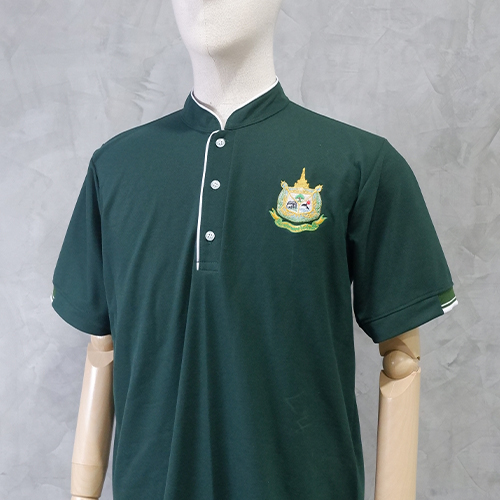เสื้อโปโล สีเขียวหัวเป็ด-คอจีน /(ตรากระทรวงฯ)