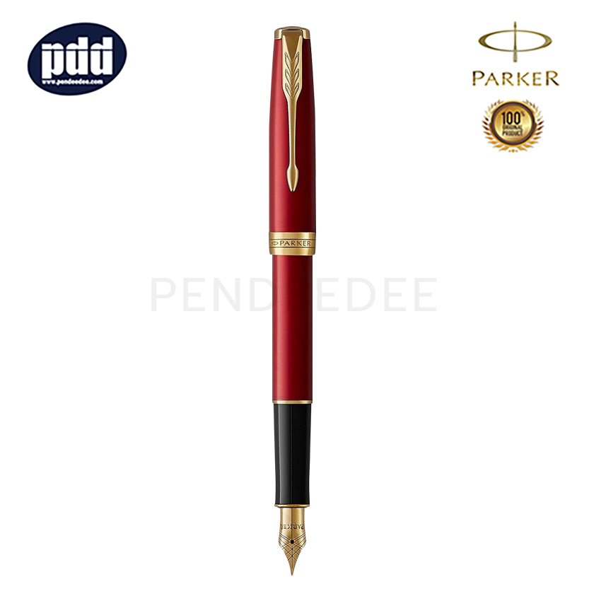 ปากกาสลักชื่อ PARKER ปากกาหมึกซึม ป๊ากเกอร์ ซอนเนต สีแดง คลิปทอง 18เค PARKER Sonnet Red GT 18K Fountain Pen