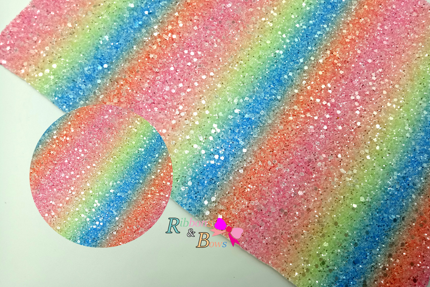 แผ่นกลิตเตอร์ทำโบว์ สีรุ้ง ขนาด A4