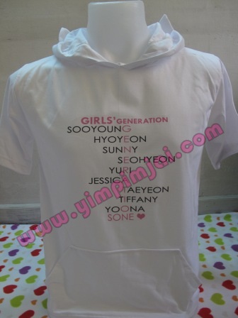เสื้อฮู้ดหูแมวสีขาวสกรีนลาย Girl generation