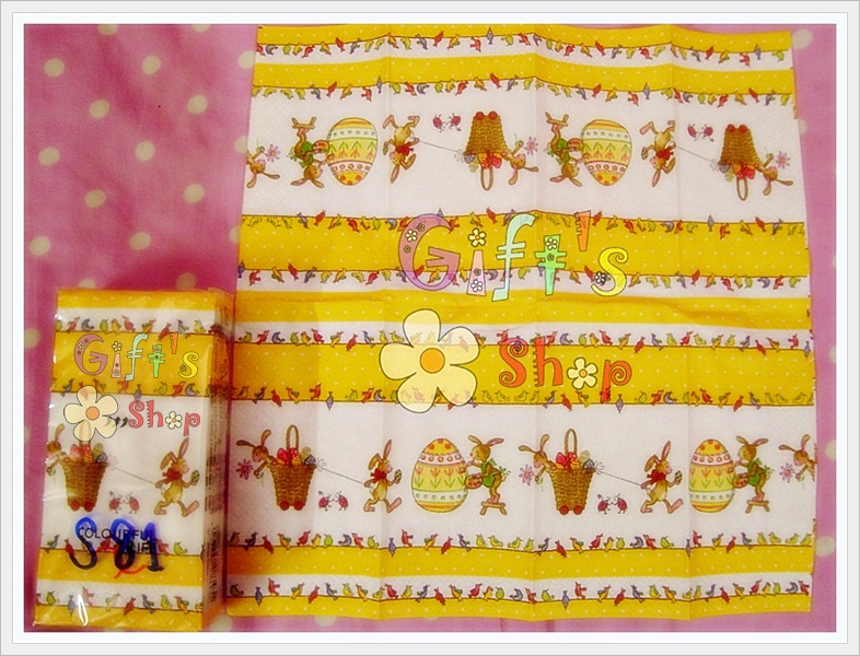 กระดาษแนปกิ้นยุโรป, ลายกระต่ายลากไข่อีสเตอร์, พื้นหลังสีขาว, คาดสีเหลือง, ลายไข่, ลายไข่อีสเตอร์, เทศกาลอีสเตอร์, ลายเล็กๆ