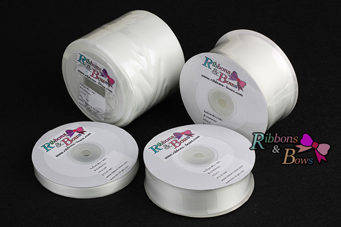 029 White ริบบิ้นผ้าซาติน 2 หน้า สีขาว # WA002