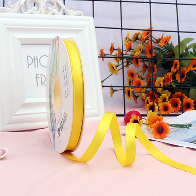 ริบบิ้นผ้าซาติน 2 หน้า สีเหลือง 50 หลา (Daffodil)# WX030