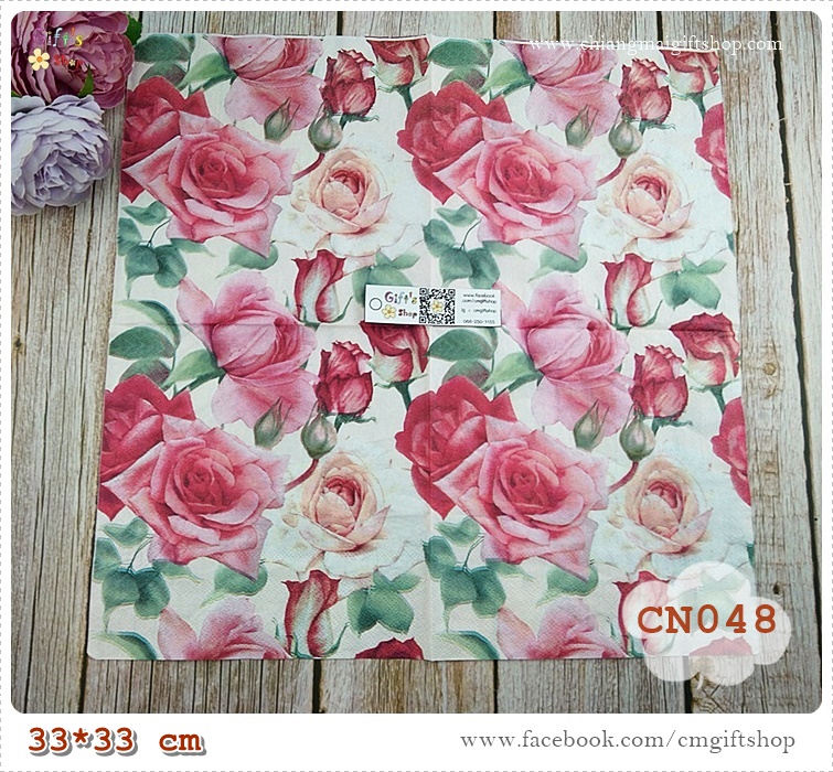 กระดาษแนปกิ้น, ลายดอกกุหลาบ, ลายดอกกุหลาบสีแดง, ลายดอกกุหลาบสีชมพู, ลายดอกกุหลาบใหญ่ๆ, ลายดอกกุหลาบเต็มผืน, ลายดอกไม้, พื้นหลังสีครีม, พื้นหลังสีอ่อน, ลายช่อดอกไม้,