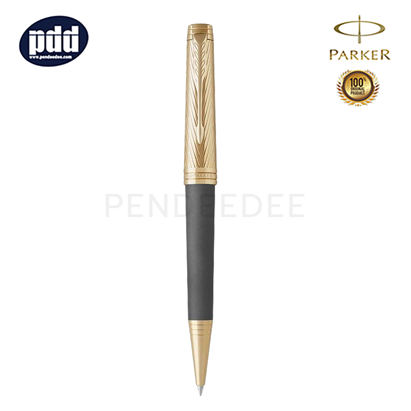 PARKER Premier Custom Strom Grey GT Ballpoint Pen ปากกาลูกลื่น ป๊ากเกอร์ พรีเมี่ย คัสทัม สตรอม สีเทา คลิปเงิน