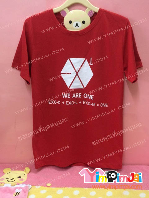 เสื้อยืด สีแดง แขนสั้น สกรีนตามสั่ง We are One EXO