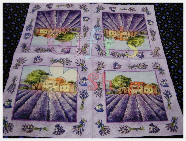กระดาษแนปกิ้นยุโรป, ลายฟาร์มดอกลาเวนเดอร์, ลายดอกลาเวนเดอร์, ลายดอกไม้โทนสีม่วง, ลายฝรั่งเศส, ลายโพรวองซ์