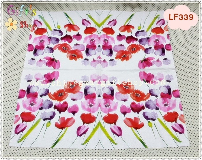 กระดาษแนปกิ้นยุโรป, ลายดอกไม้สีแดง, ลายดอกไม้สีชมพู, ลายดอกไม้สีม่วง, ลายดอกไม้ภาพสีน้ำ, พื้นหลังสีขาว, พื้นหลังสีอ่อน, ลายดอกไม้พื้นหลังสีขาวหรือสีอ่อน