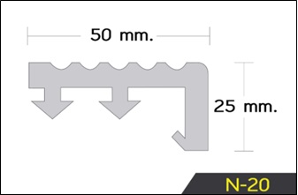 จมูกบันไดPVCกว้าง2นิ้ว หนา5 มิล รุ่นN20
