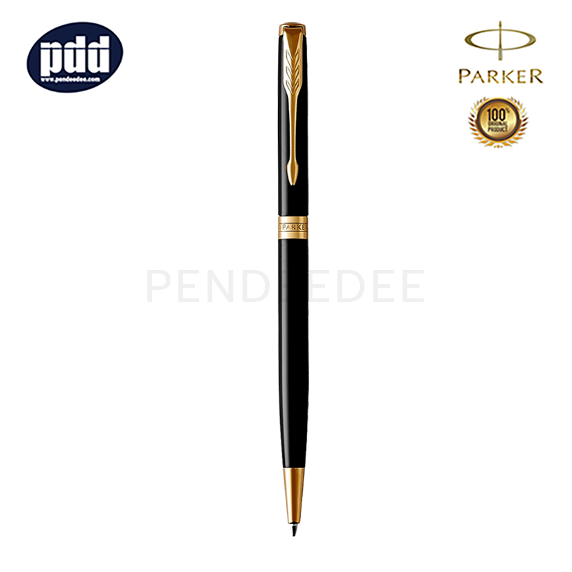 PARKER Sonnet Slim Black GT Ballpoint Pen ปากกาลูกลื่น ป๊ากเกอร์ ซอนเนต สลิม สีดำเงา คลิปทอง