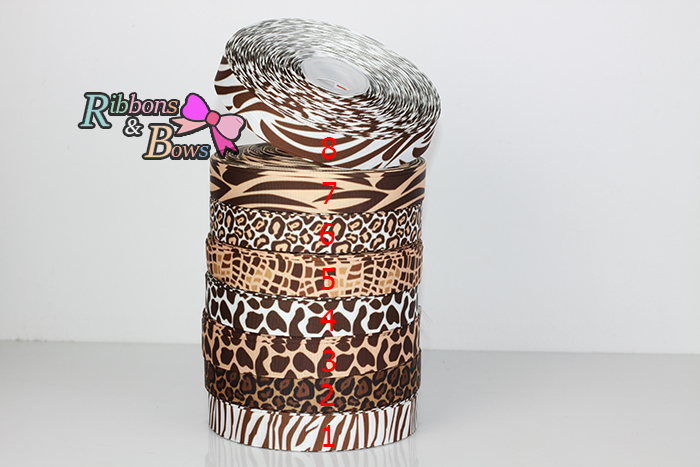 ริบบิ้นผ้าพิมพ์ลาย เสือ กว้าง 22 mm #AN24