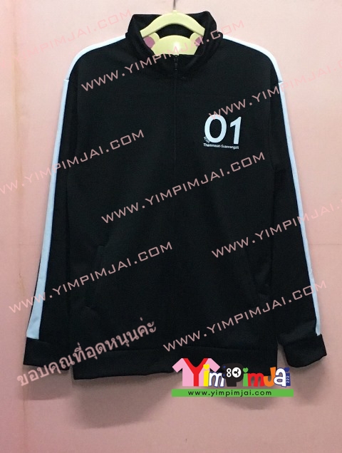 เสื้อสเวตเตอร์ สีดำ แขนยาว ซิป มีกระเป๋า สกรีนตามสั่ง 01