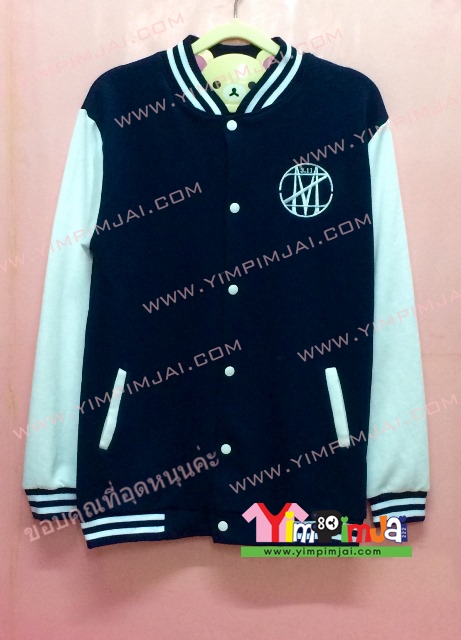 เสื้อกันหนาว เบสบอล สีกรมท่า แขนยาวยาว กระดุม ลายตามสั่ง เสื้อห้อง เสื้อรุ่น R.SPECTRUM S.KALASHNIKOV P.JULARAT