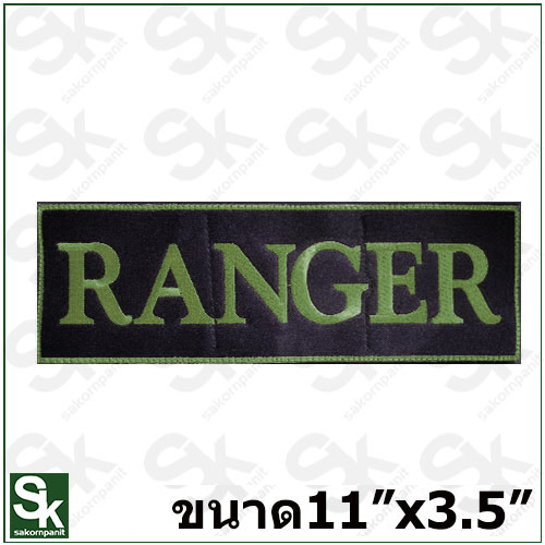 ป้าย RANGER /สีเขียว-ตีนตุ๊กแก /(11x3.5นิ้ว)