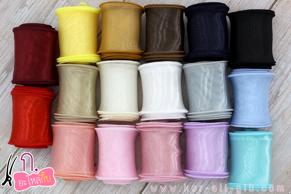 ริบบิ้นผ้าเย็บขอบ ผ้า ไหมแก้ว ขนาด 10ซม. (ขายเป็นหลา)