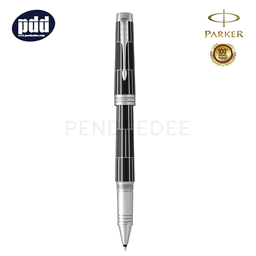 PARKER Premier Luxury Black CT Rollerball Pen ปากกาโรลเลอร์บอล ป๊ากเกอร์ พรีเมี่ย ลัคซูรี่ สีดำ คลิปเงิน