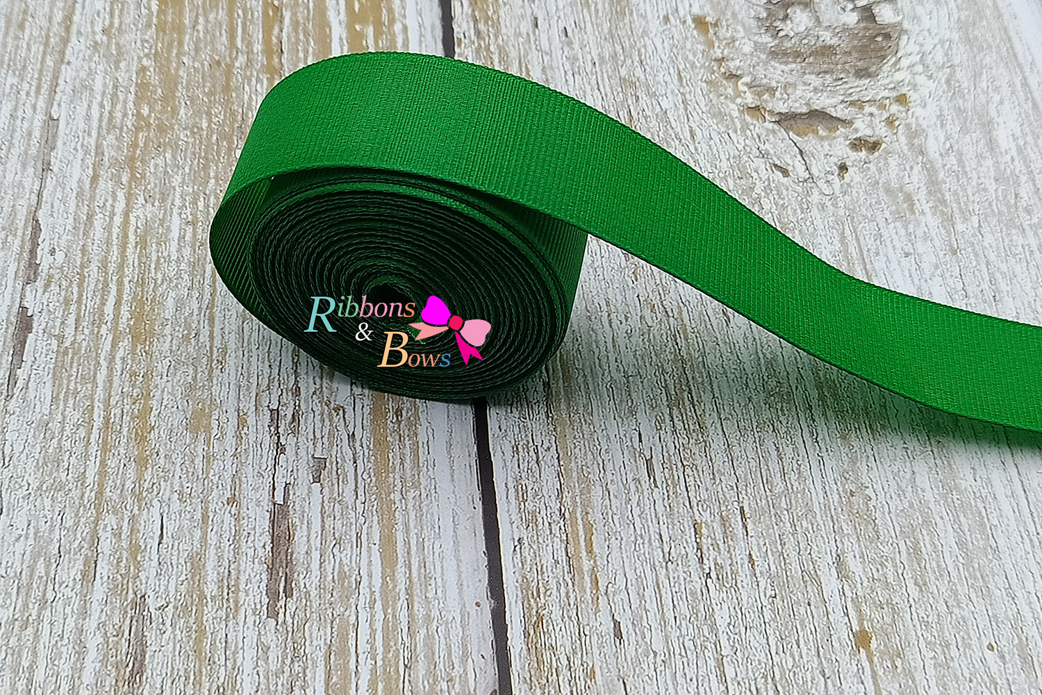 ริบบิ้นผ้าลูกฟูก สีเขียว (579 classic green) #PC25